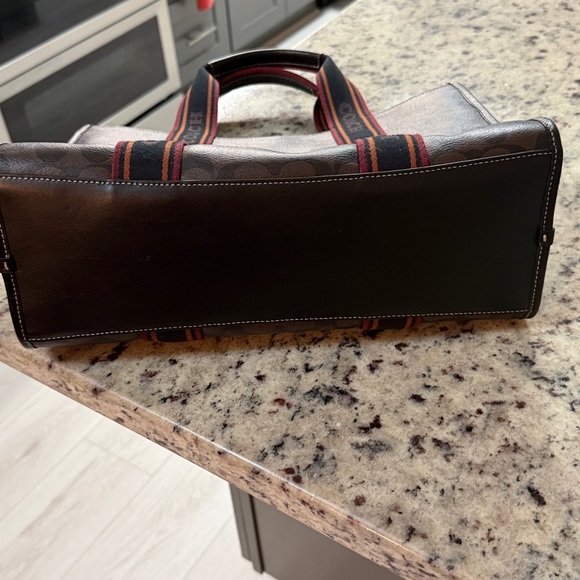 Coach Brown and Red Signature Tote - Picture 4 of 8